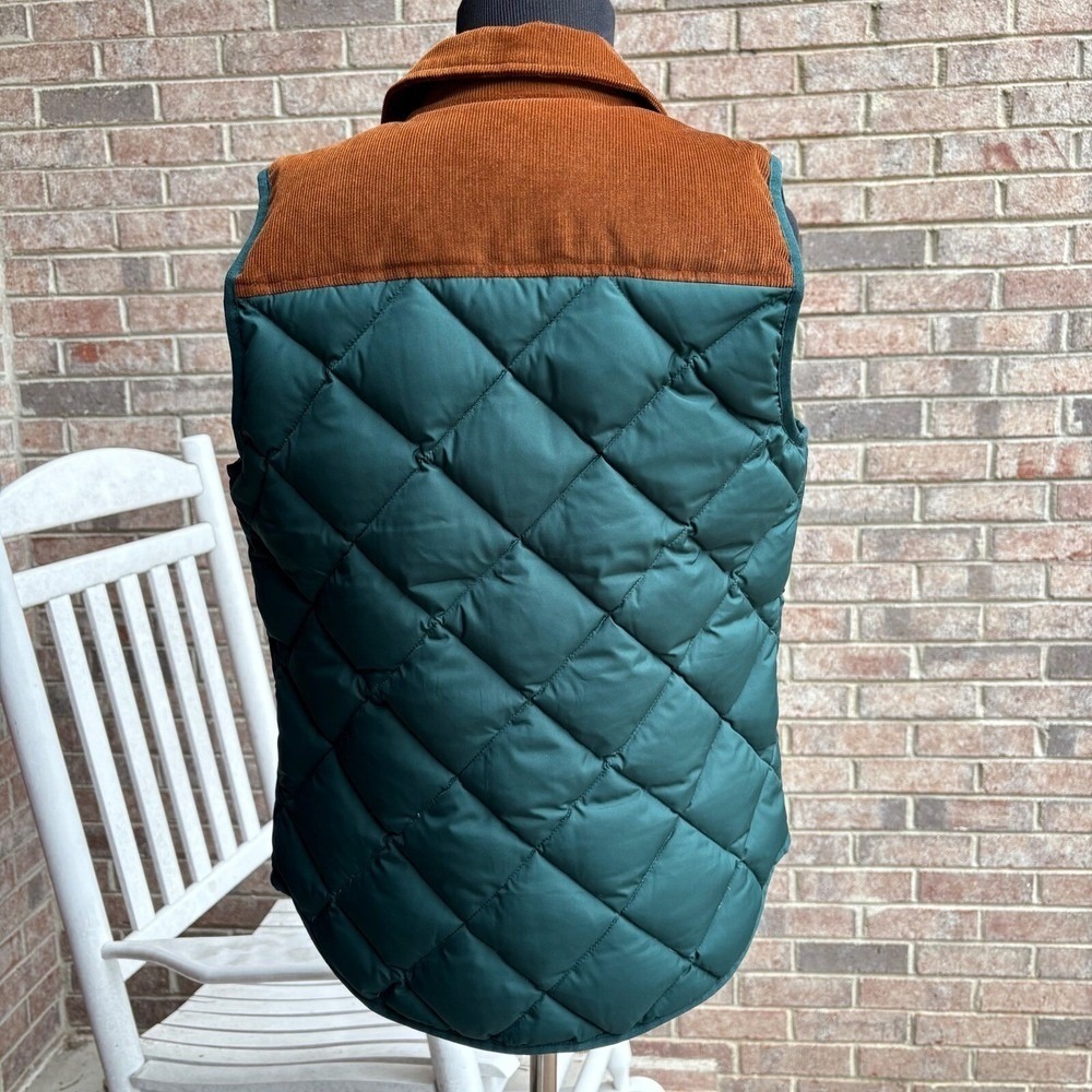 J.Crew Quilted Down Puffer Vest Womens XXS Green Brown Heritage Preppy - Picture 7 of 16